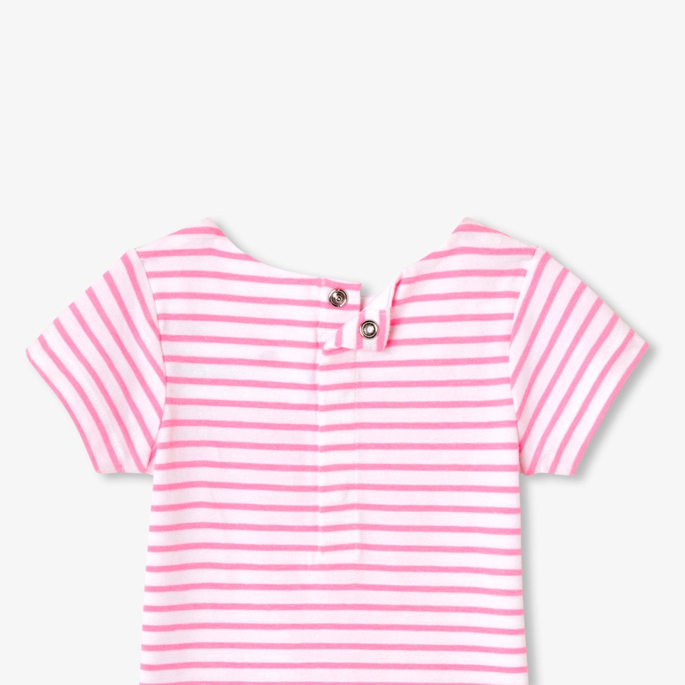 Baby girl striped cotton bodysuit - White/Pink