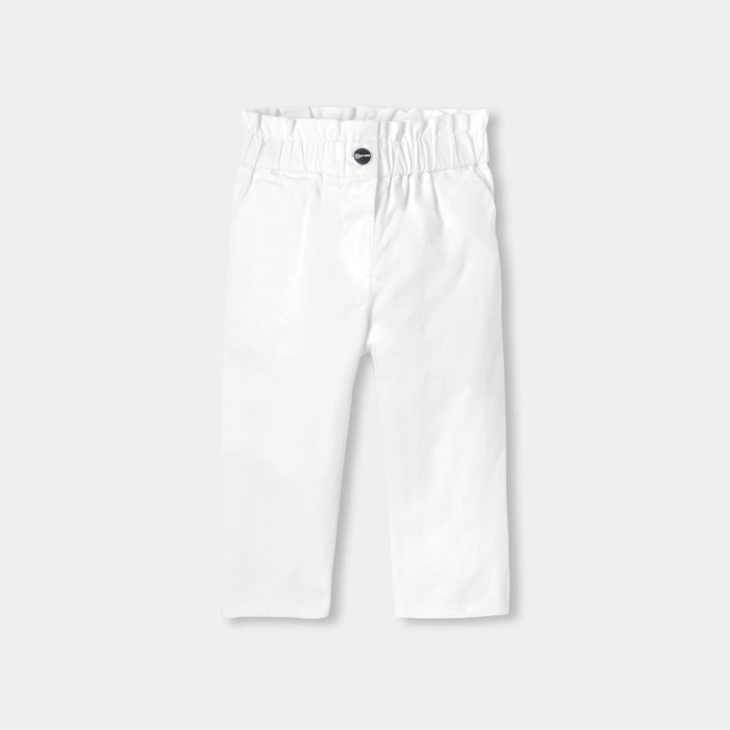 Baby girl cotton satin paper-bag trousers - Jacadi White