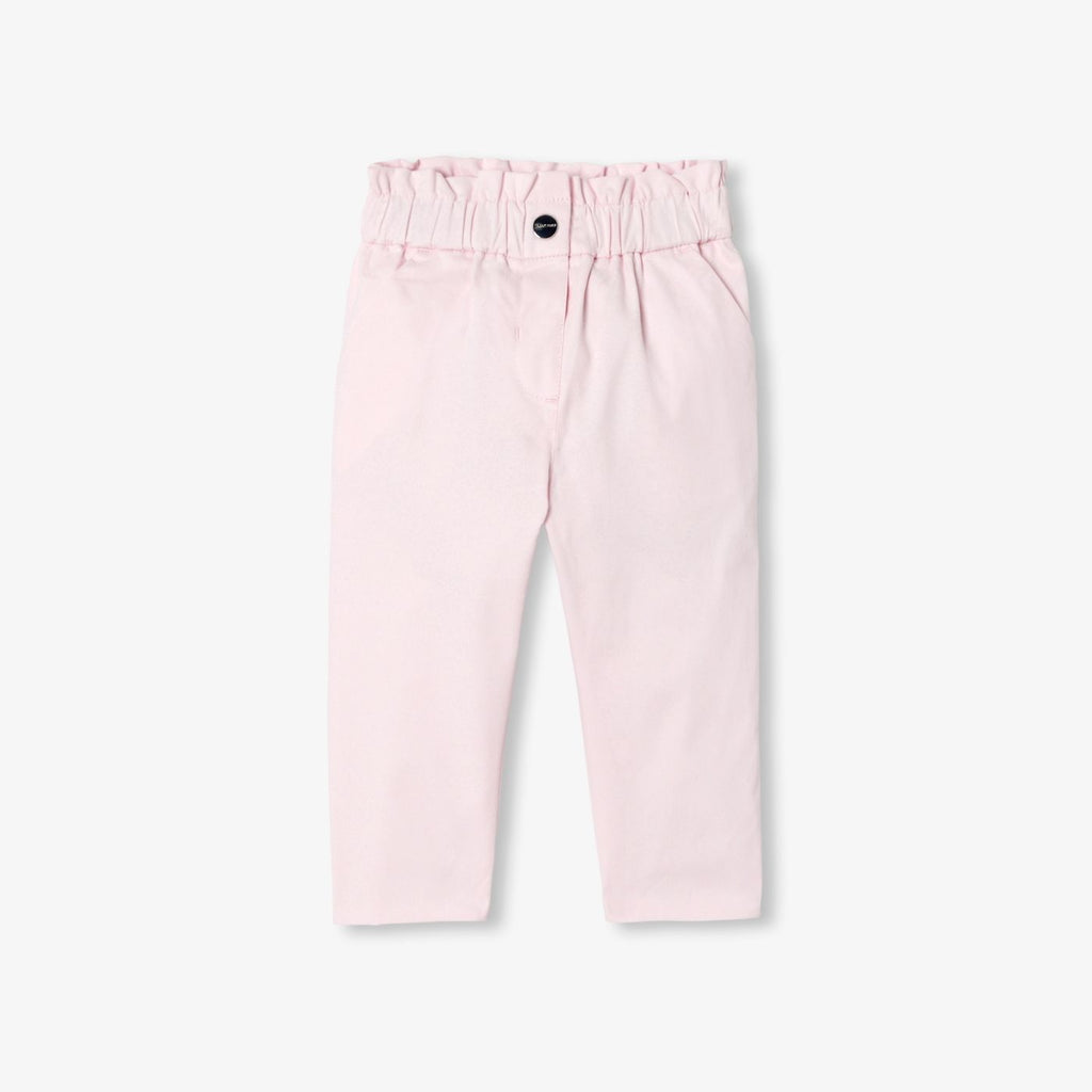 Baby girl cotton satin paper-bag trousers