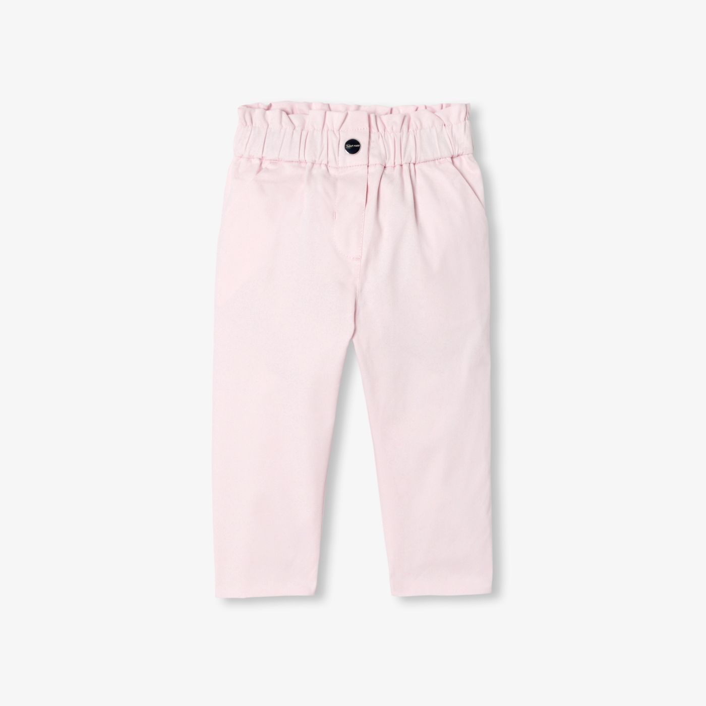 Baby girl cotton satin paper-bag trousers
