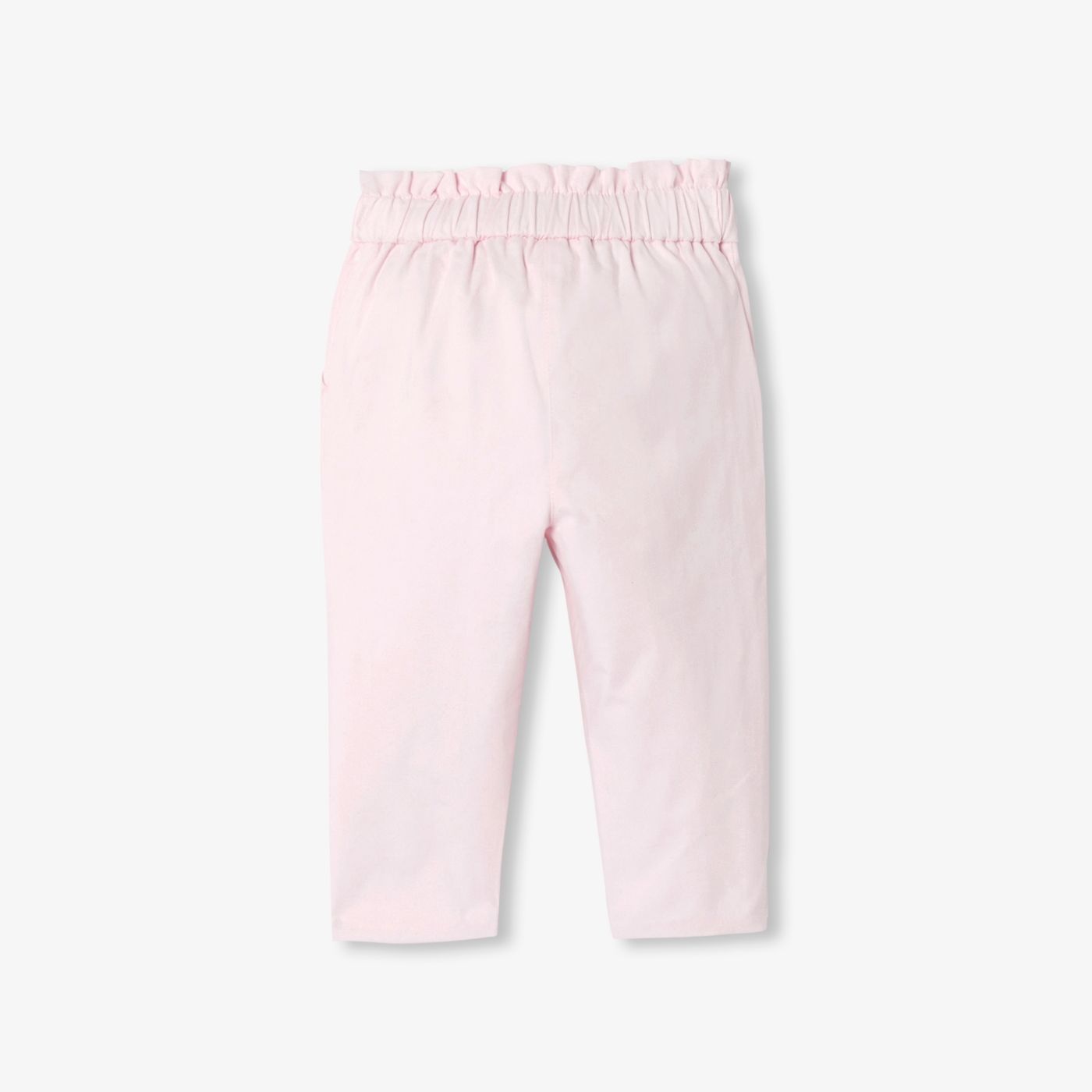 Baby girl cotton satin paper-bag trousers
