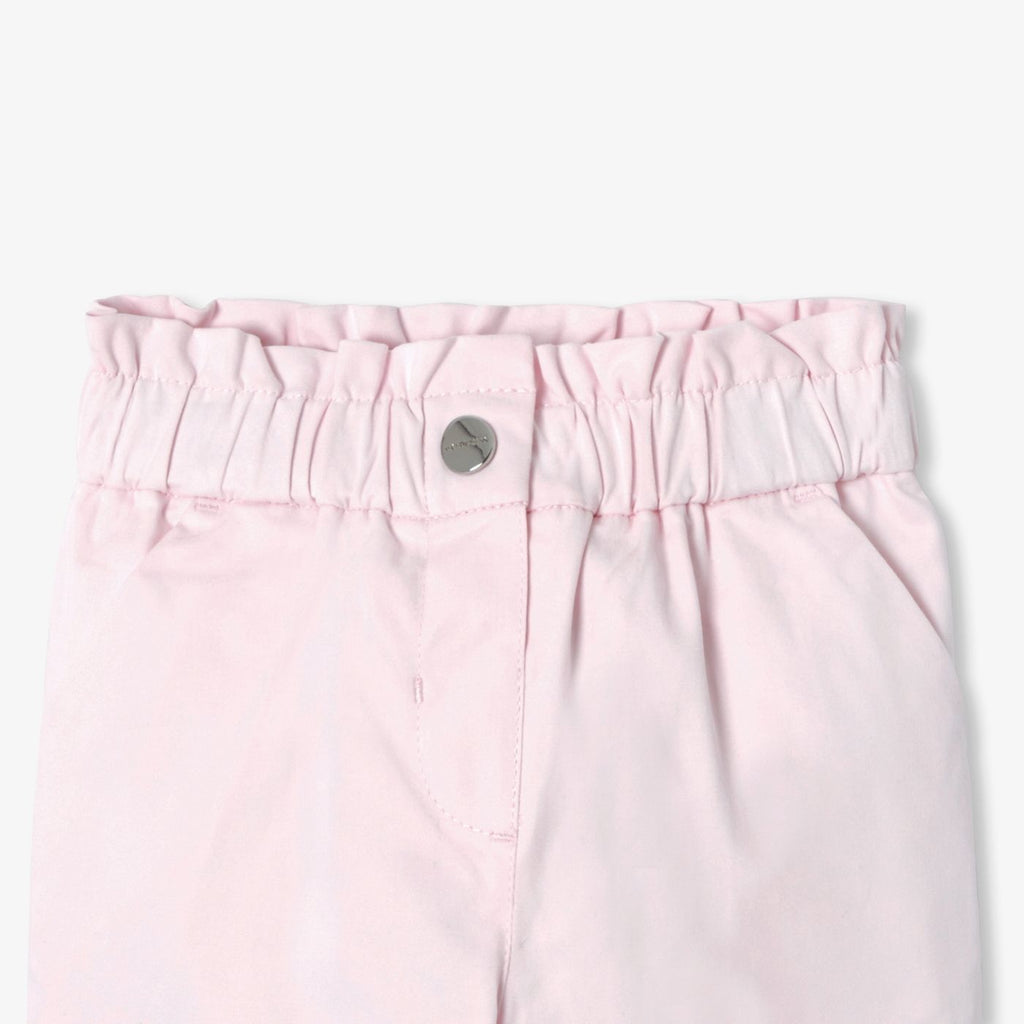 Baby girl cotton satin paper-bag trousers