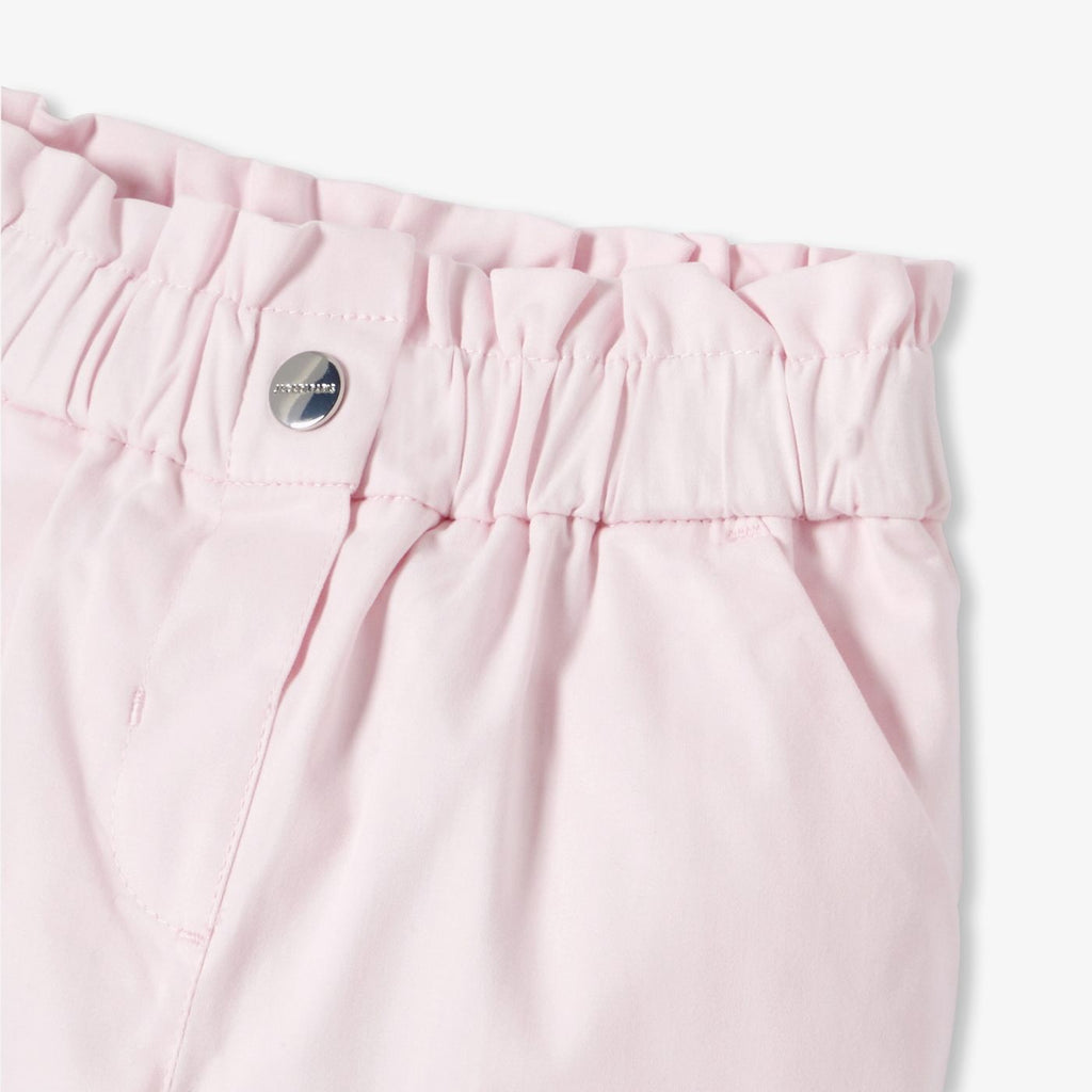 Baby girl cotton satin paper-bag trousers