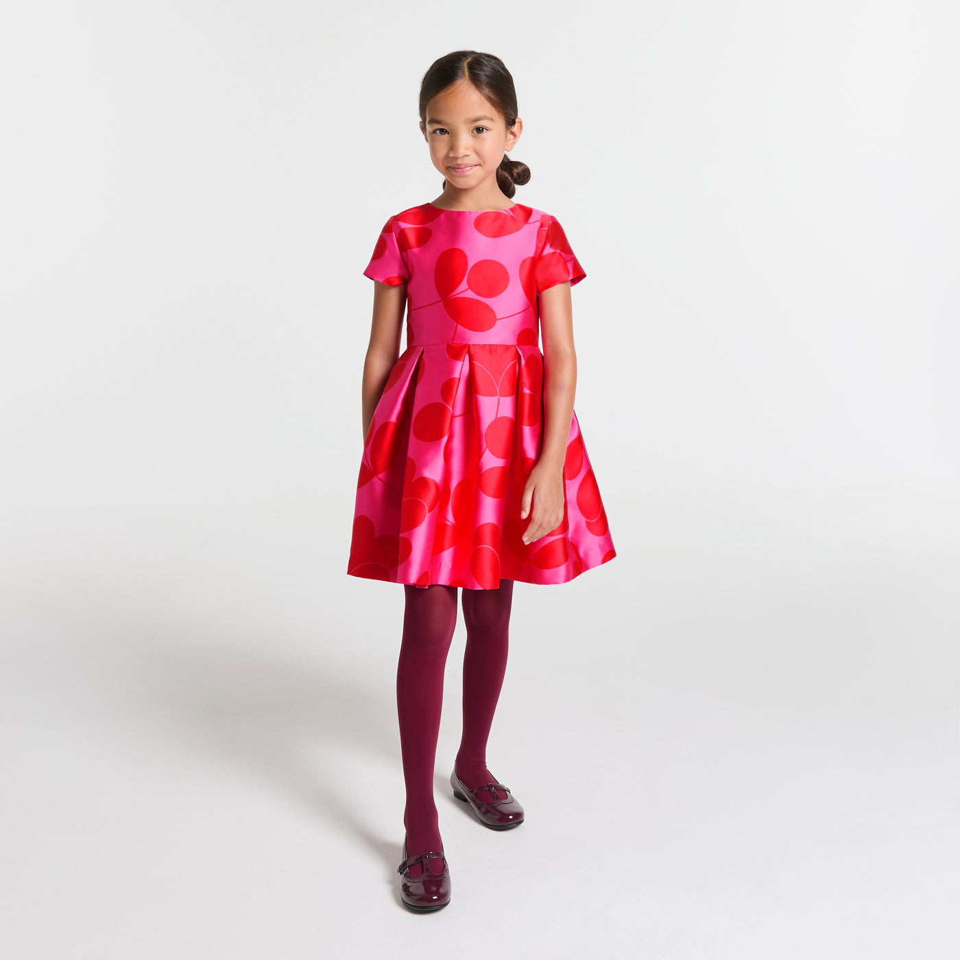 Jacadi Jacquard Dress for Girls - Pink Red