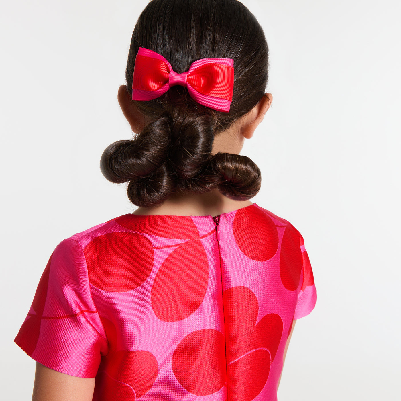 Jacadi Jacquard Dress for Girls - Pink Red