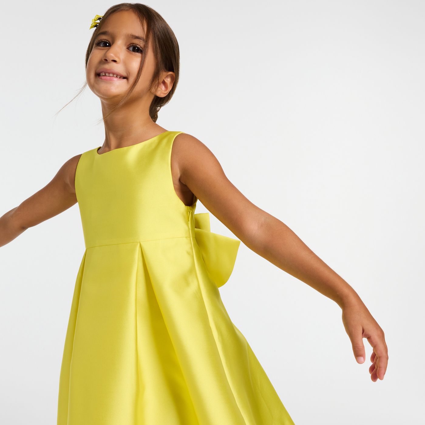 Ceremony Dress in Mikado Satin Girl - Sun Yellow