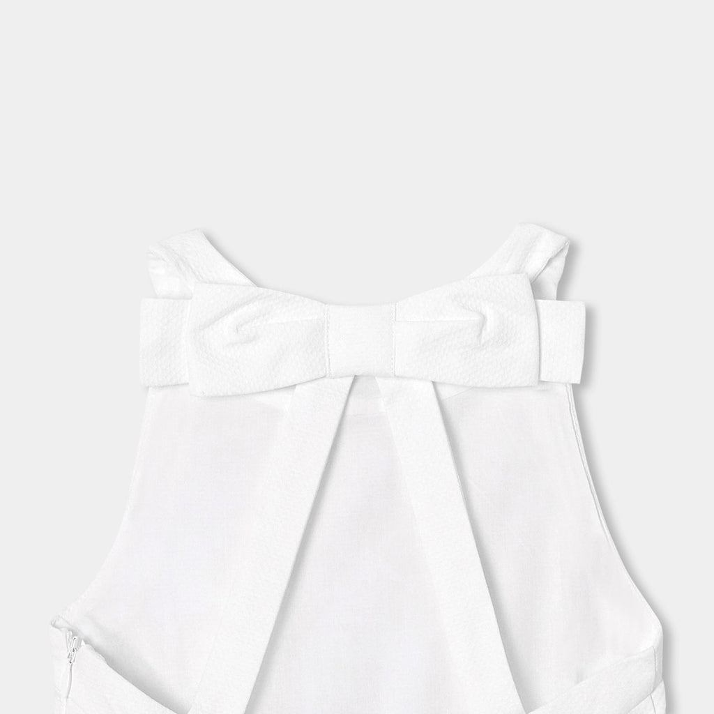 Ceremony Dress in Cotton Honeycomb Girl - Ivory