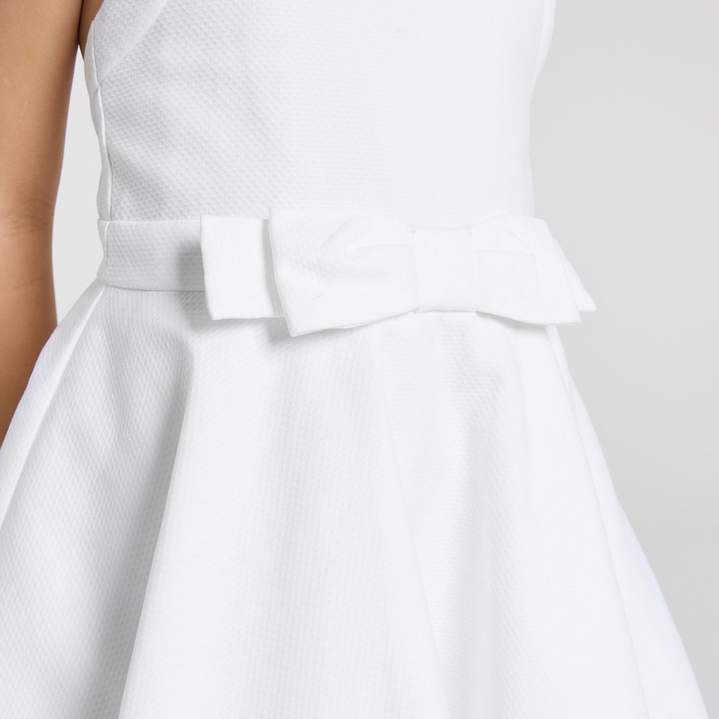 Ceremony Dress in Cotton Honeycomb Girl - Ivory