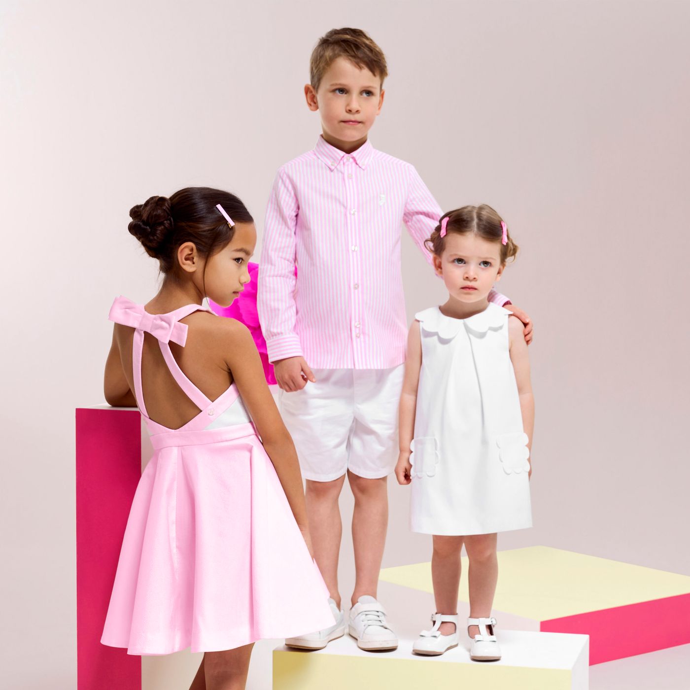 Children's formal dress for girls in honeycomb cotton