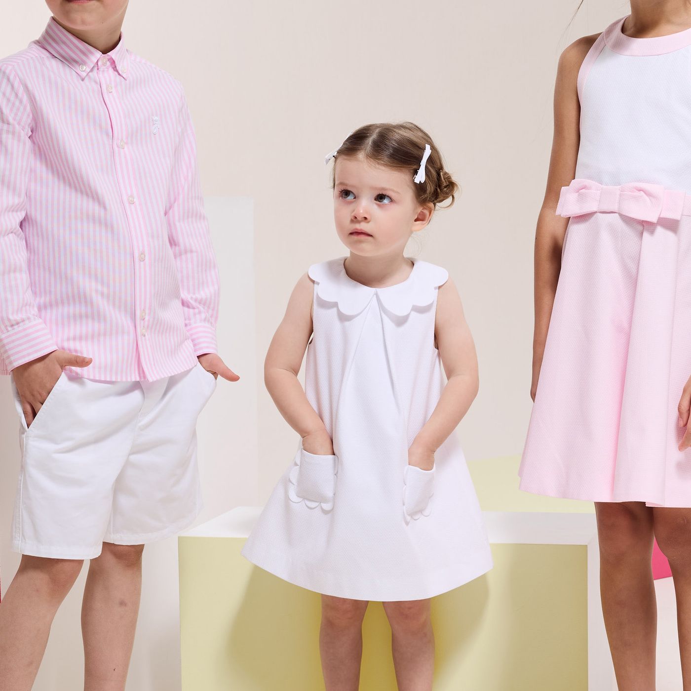 Children's formal dress for girls in honeycomb cotton