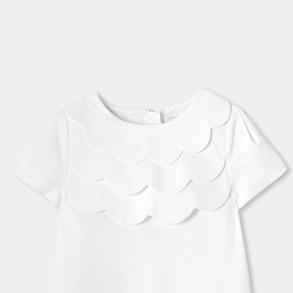 Ceremony Dress in Honeycomb Piqué Girl - Ivory