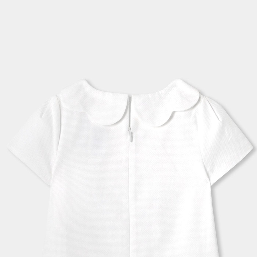 Ceremony Dress in Honeycomb Piqué Girl - Ivory