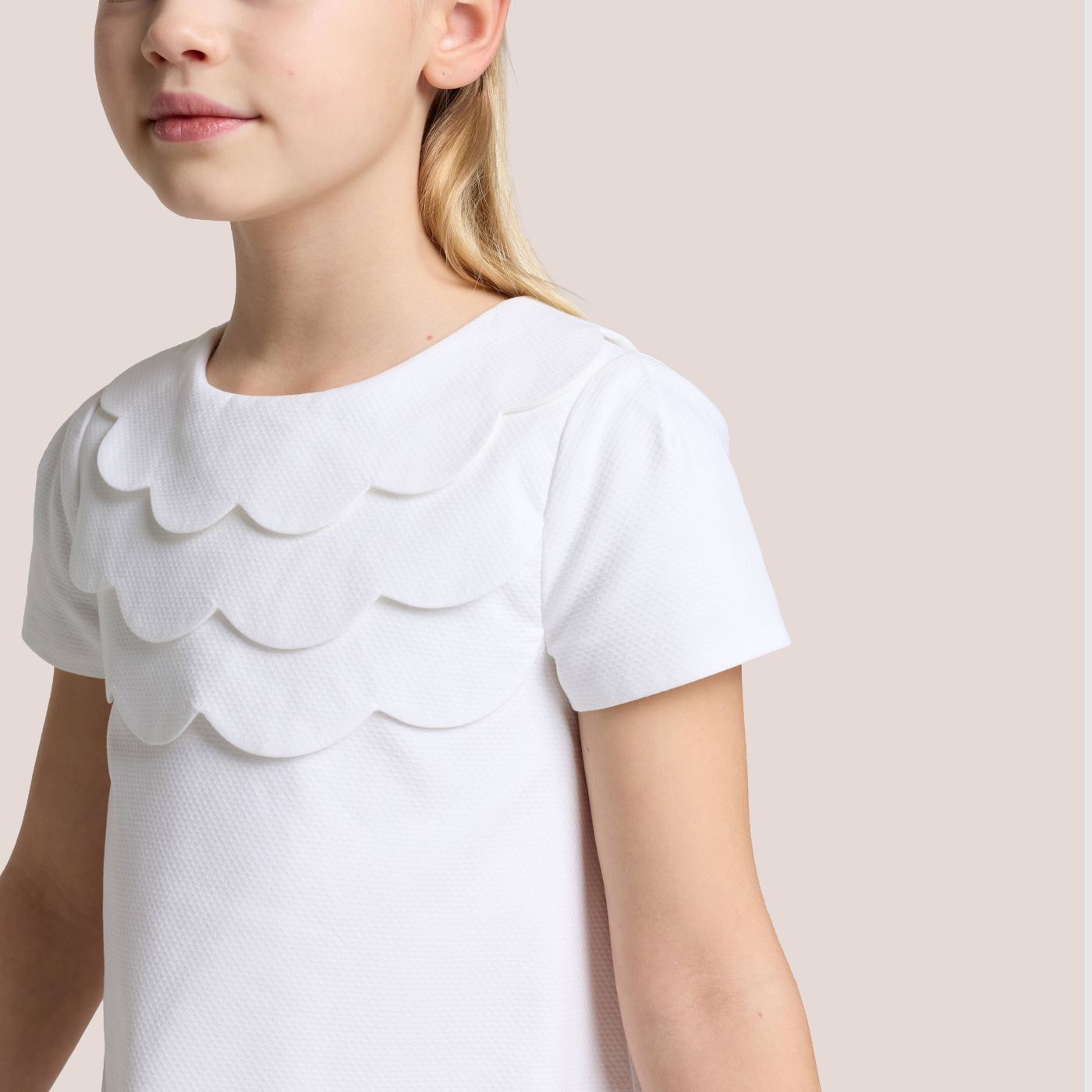 Ceremony Dress in Honeycomb Piqué Girl - Ivory