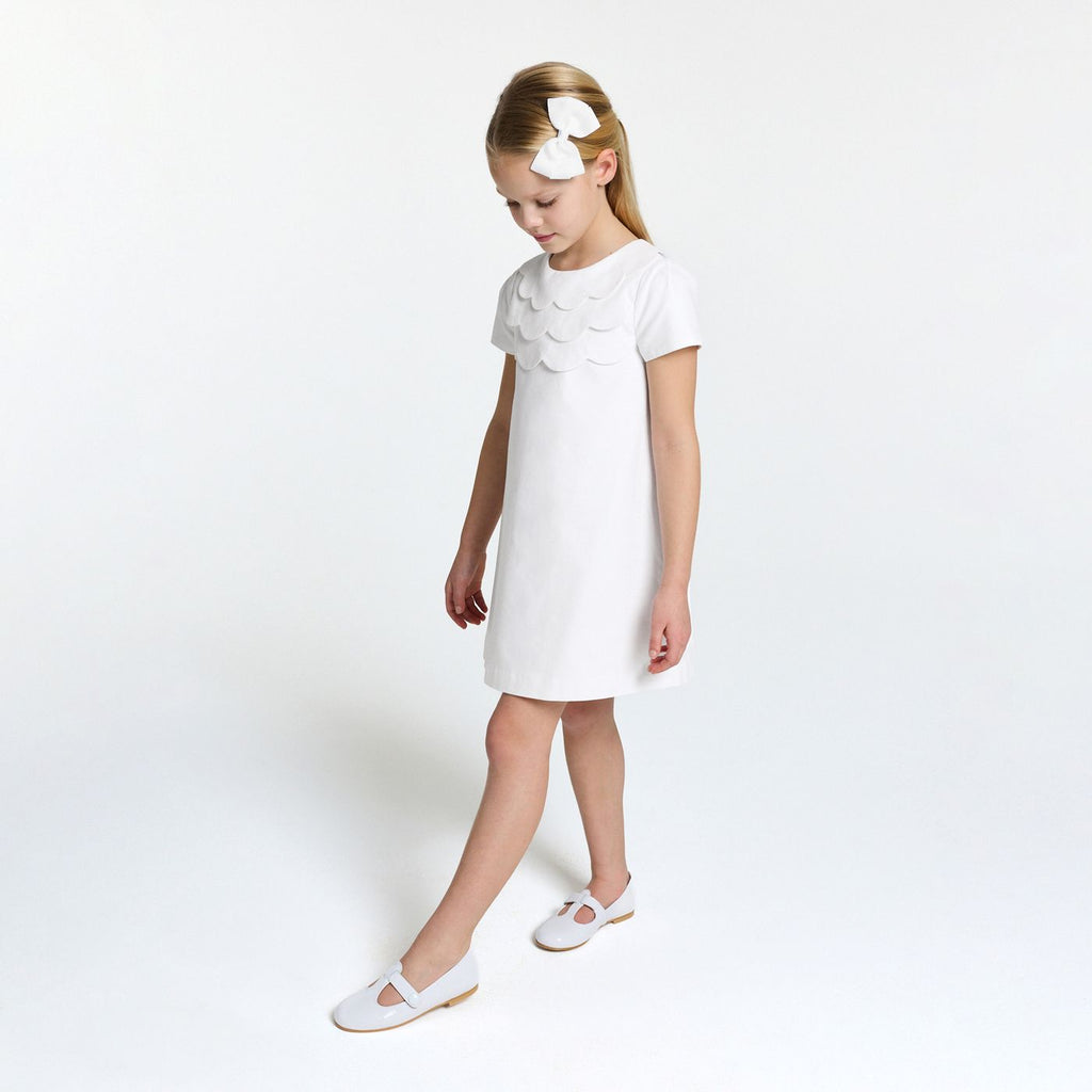Girl ceremony honeycomb piqué dress - Ivory