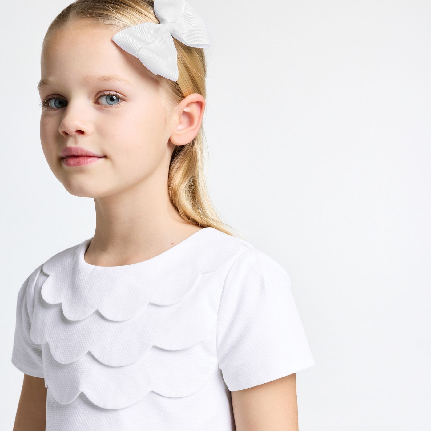 Ceremony Dress in Honeycomb Piqué Girl - Ivory