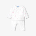 Baby girl quilted cotton jersey outfit set - White/Pink