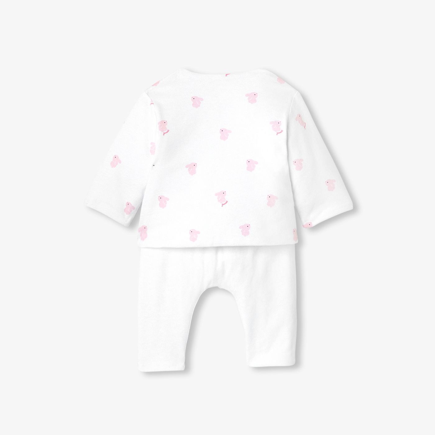 Outfit Set in Cotton Jersey Trapuntato Baby Girl - White/Pink