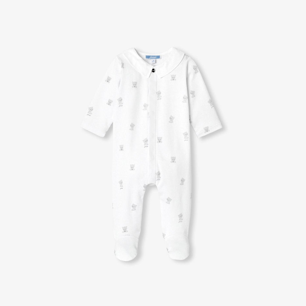 Pyjamas in Cotton Interlock Baby Boy - White/Grey