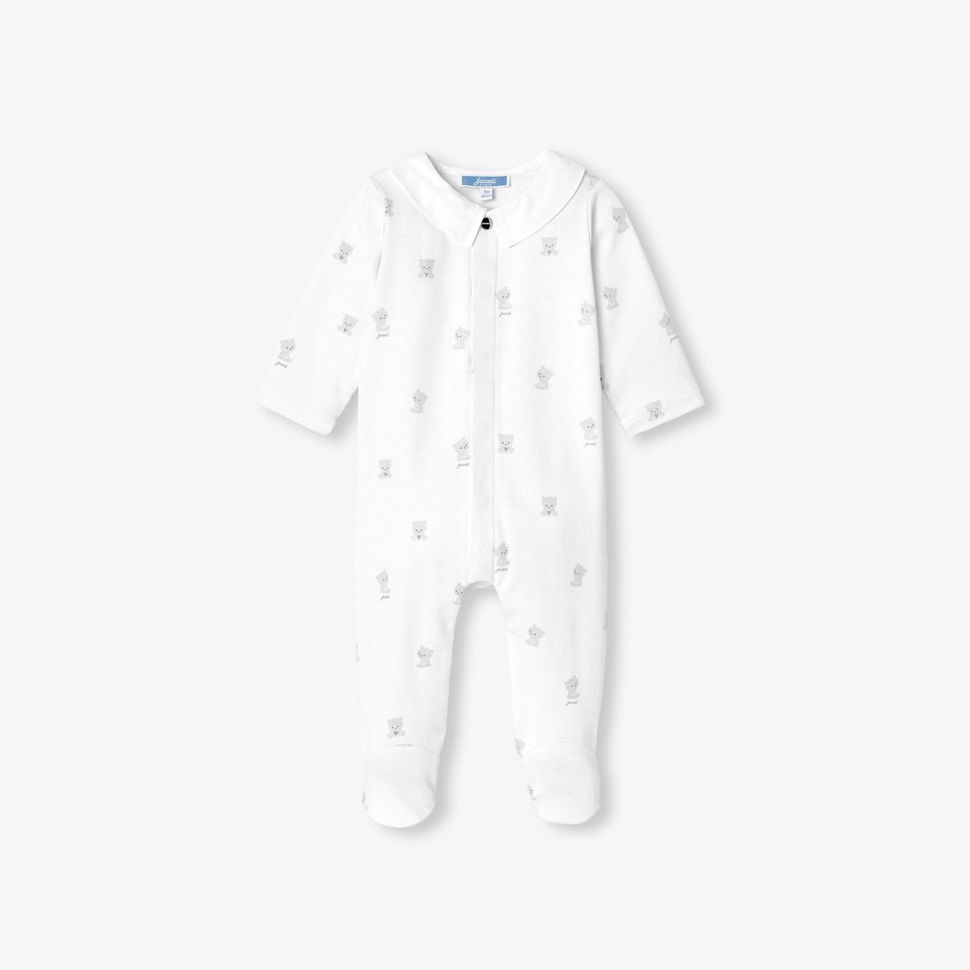 Pyjamas in Cotton Interlock Baby Boy - White/Grey