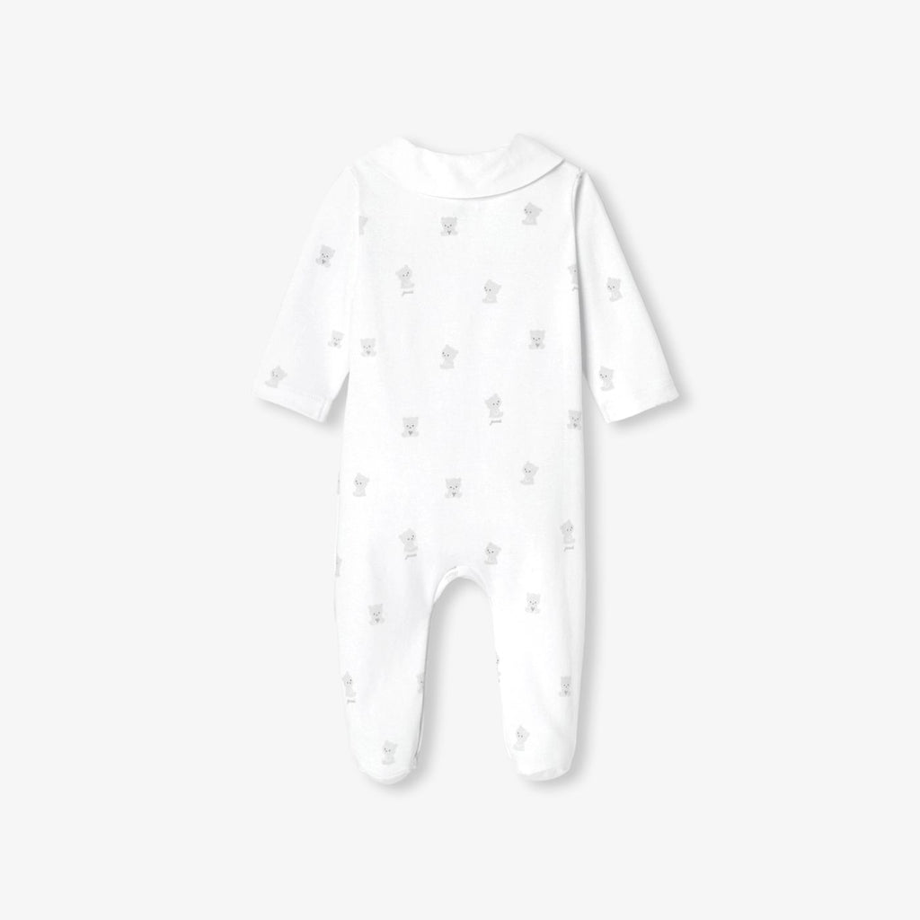 Pyjamas in Cotton Interlock Baby Boy - White/Grey