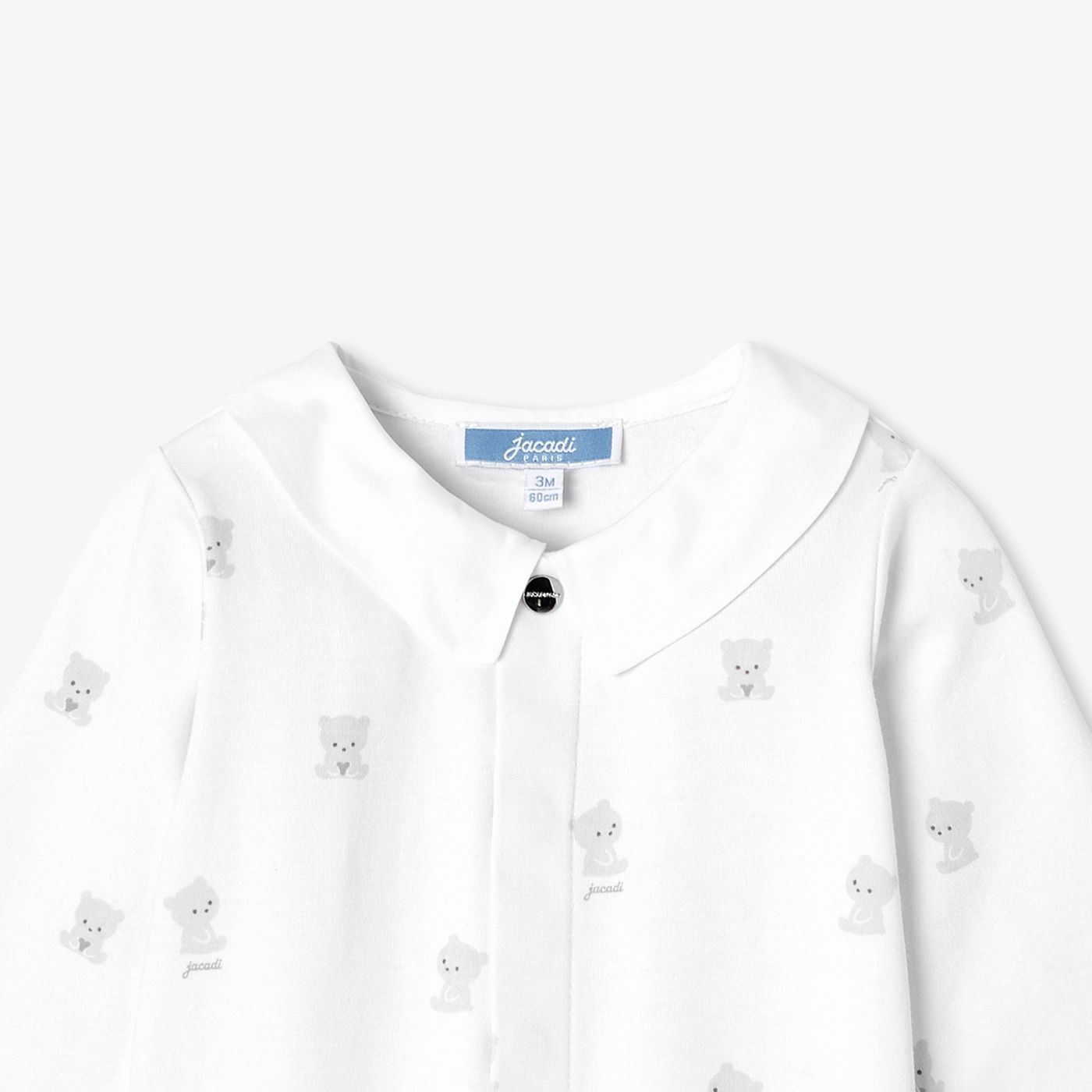 Pyjamas in Cotton Interlock Baby Boy - White/Grey