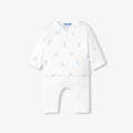 Baby boy comfortable padded cotton outfit set - White/Light Blue