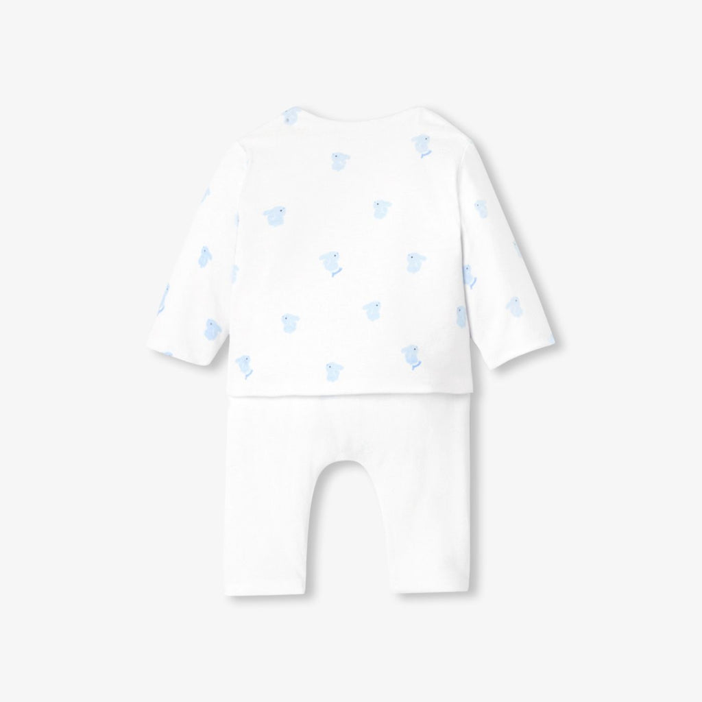 Outfit Set Comodo in Cotton Imbottito Baby Boy - White/Light Blue