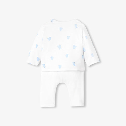 Outfit Set Comodo in Cotton Imbottito Baby Boy - White/Light Blue