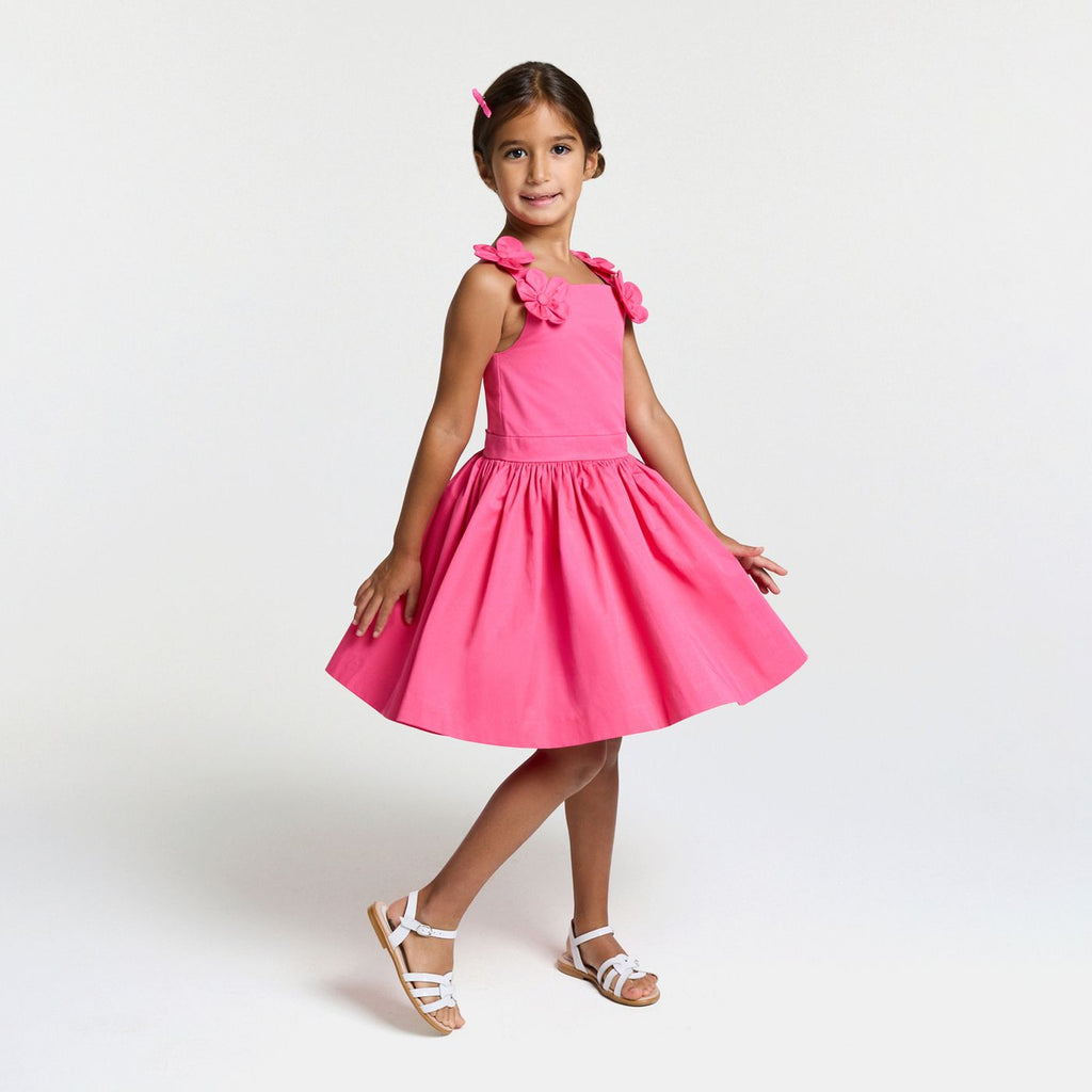 Ceremony Dress in Raso Girl - Light Fuchsia