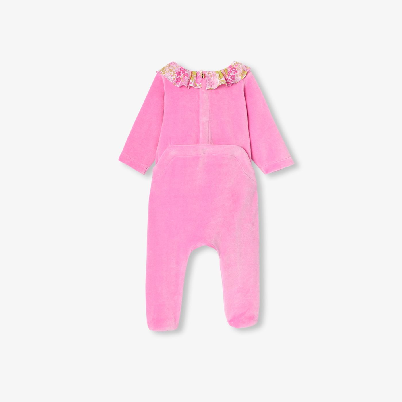 Baby girl velour pyjamas - Tea Pink