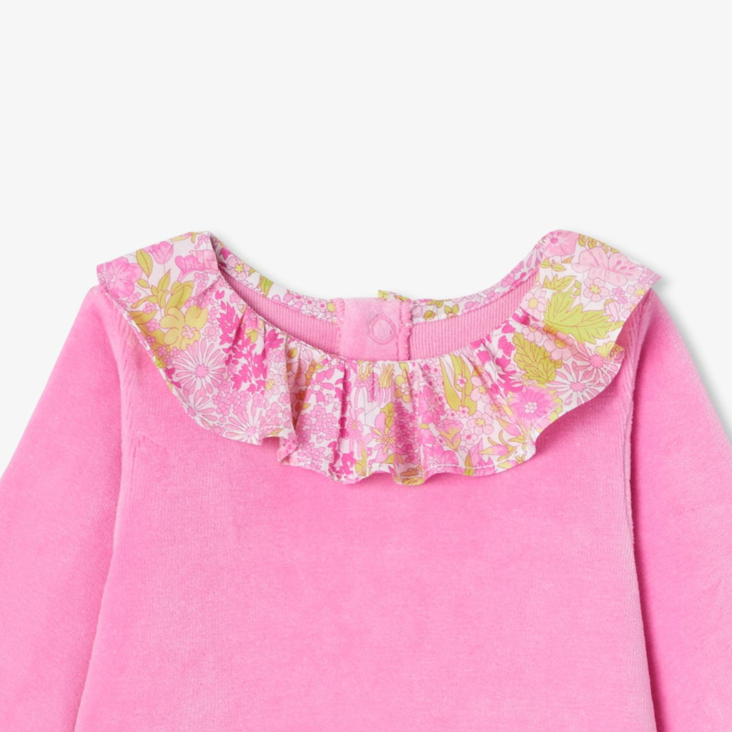 Baby girl velour pyjamas - Tea Pink