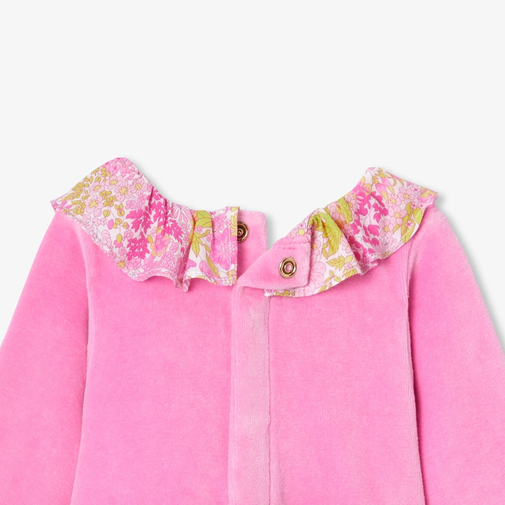 Baby girl velour pyjamas - Tea Pink