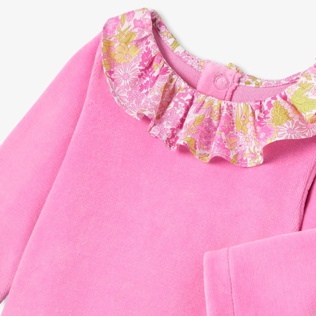 Baby girl velour pyjamas - Tea Pink