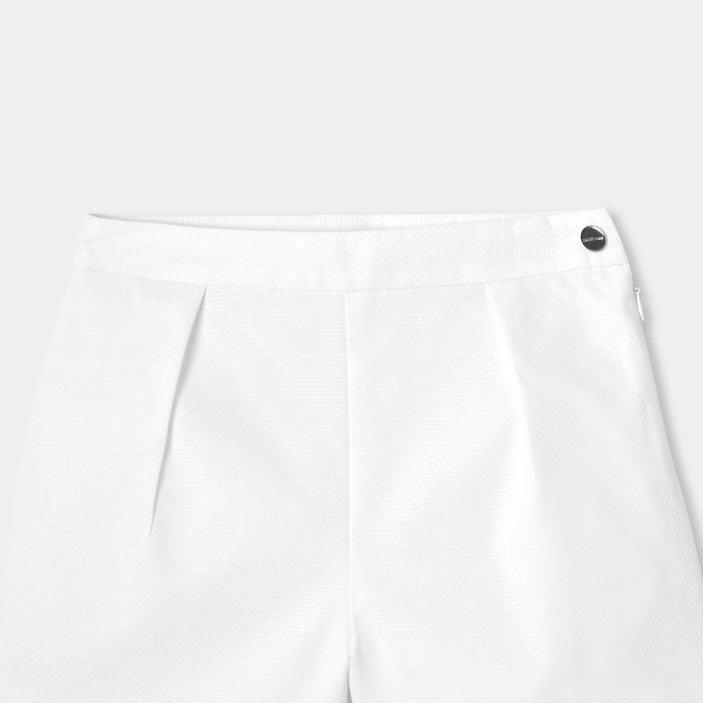 Girl occasion cotton pique shorts - Ivory