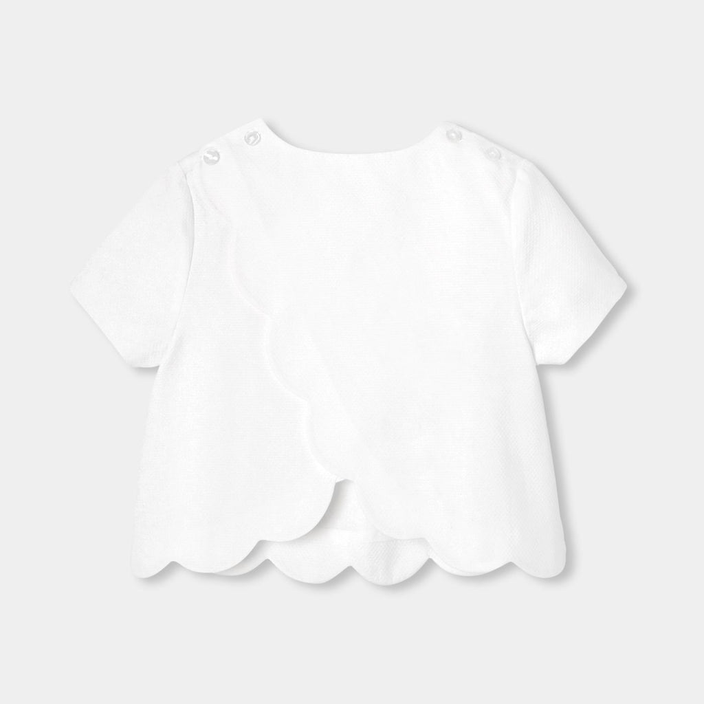 Girls' formal top in honeycomb piqué