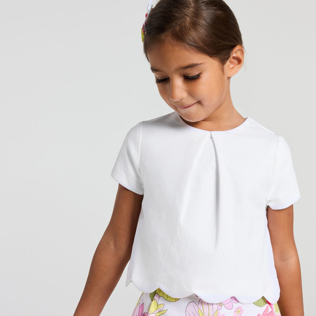 Girls' formal top in honeycomb piqué