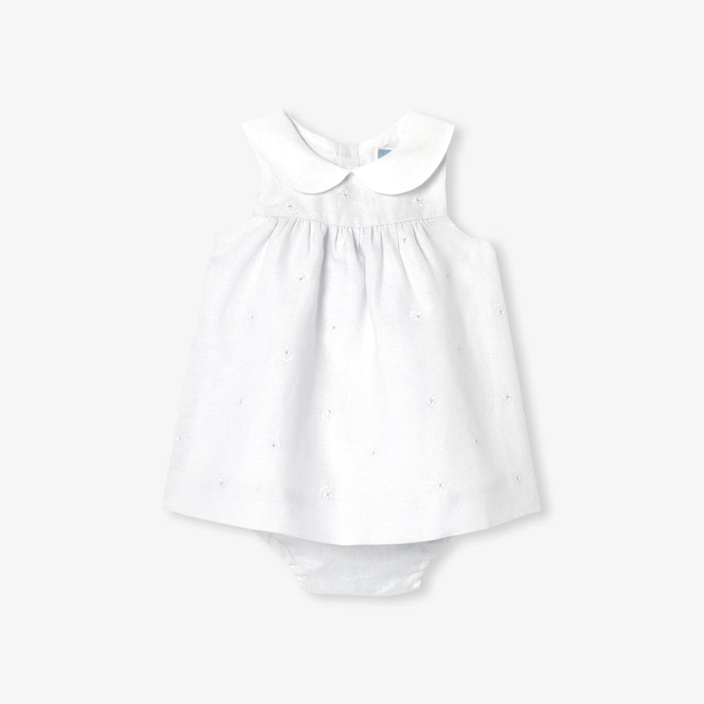 Dress in Linen Baby Girl - Grey/Multicolour