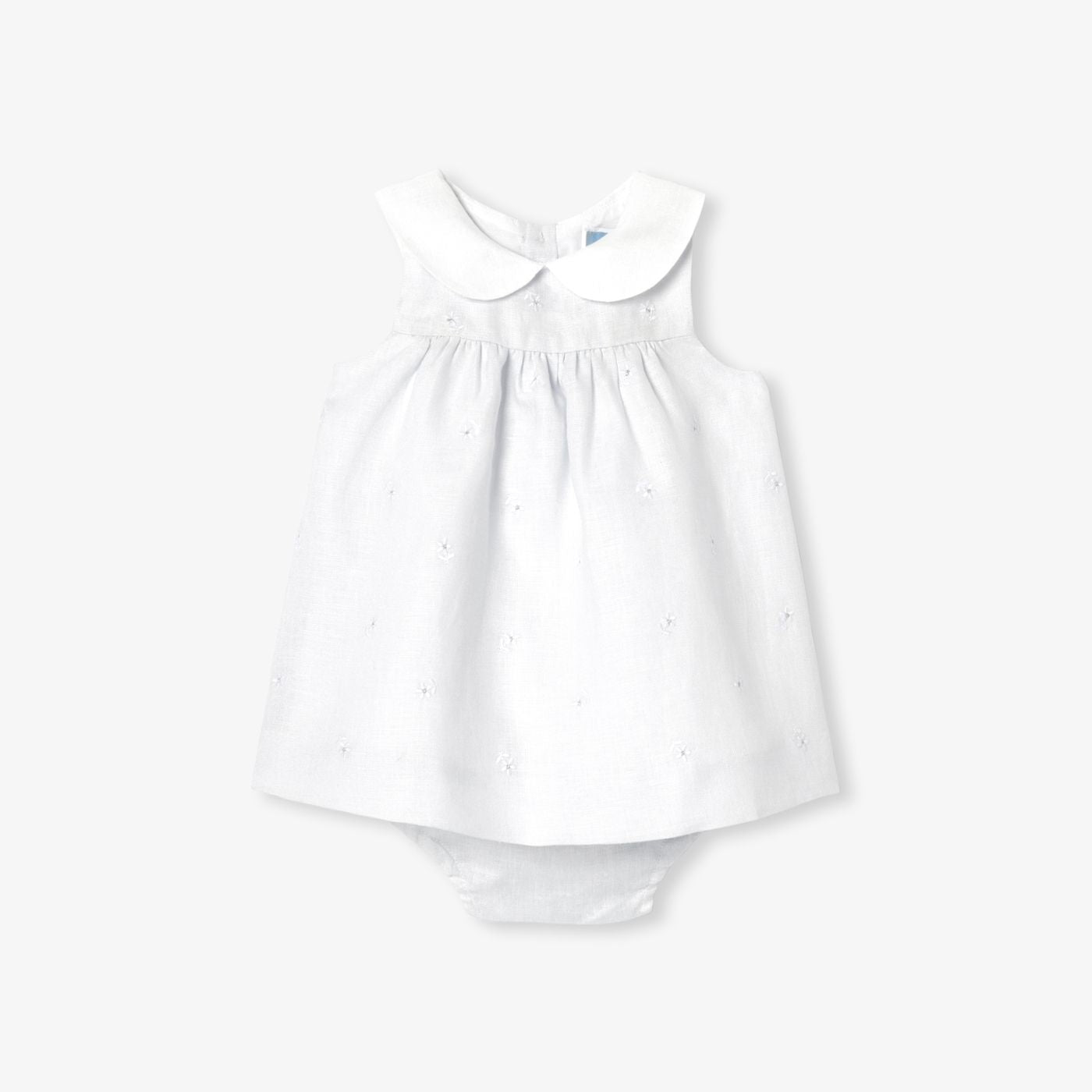 Dress in Linen Baby Girl - Grey/Multicolour