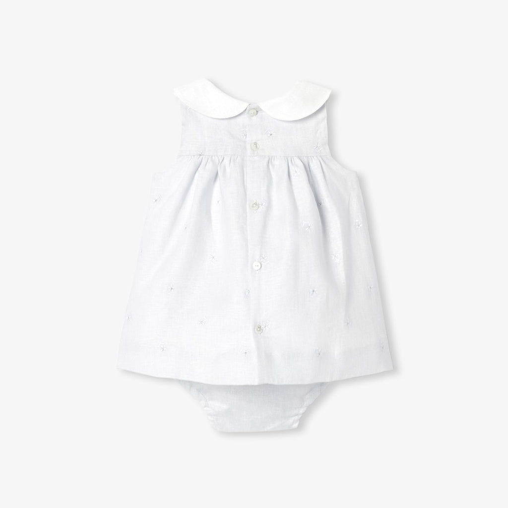 Dress in Linen Baby Girl - Grey/Multicolour