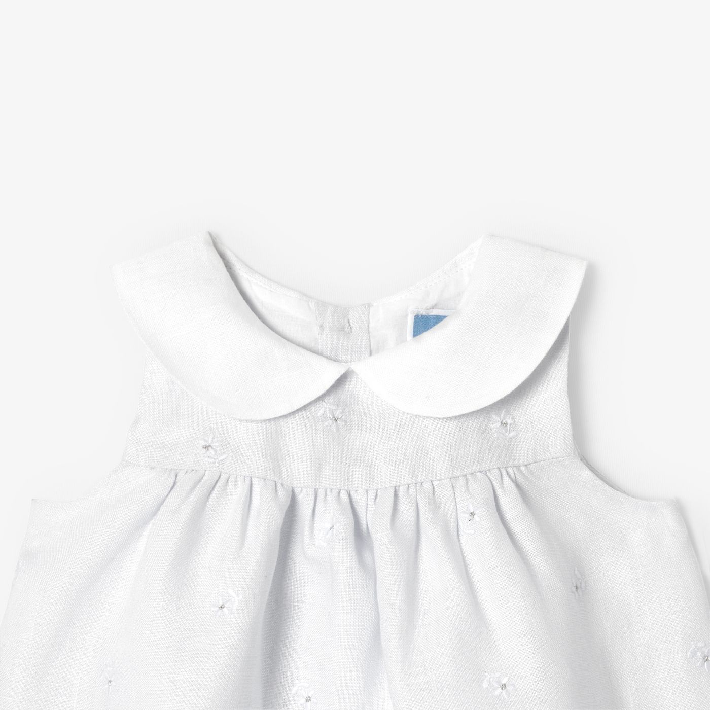 Dress in Linen Baby Girl - Grey/Multicolour
