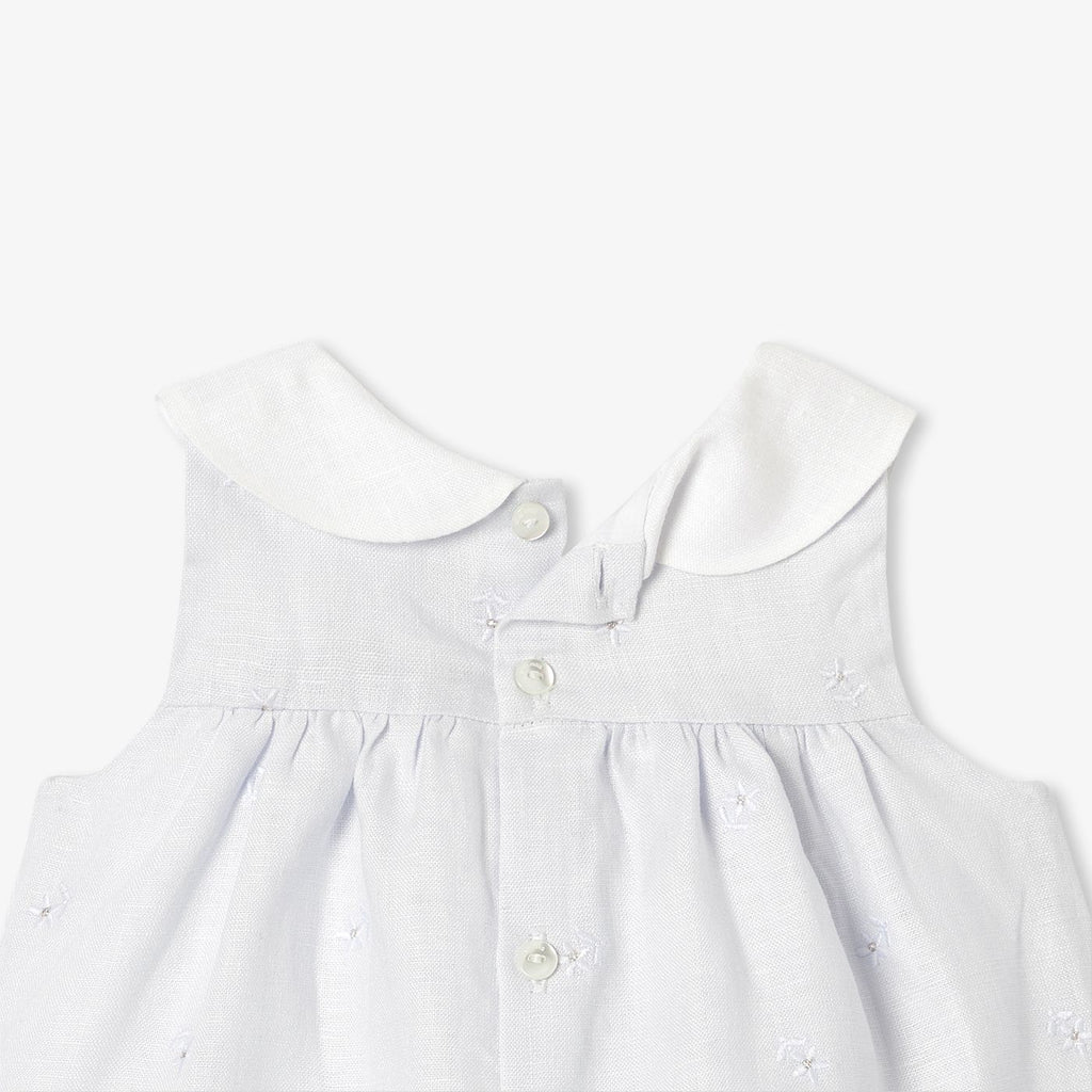 Dress in Linen Baby Girl - Grey/Multicolour