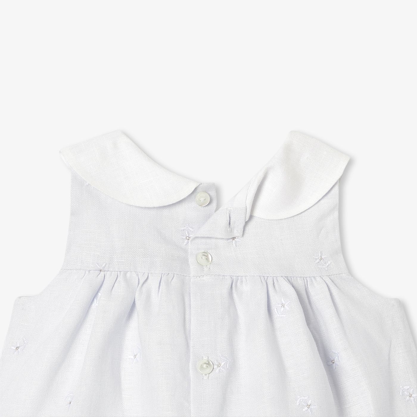 Dress in Linen Baby Girl - Grey/Multicolour