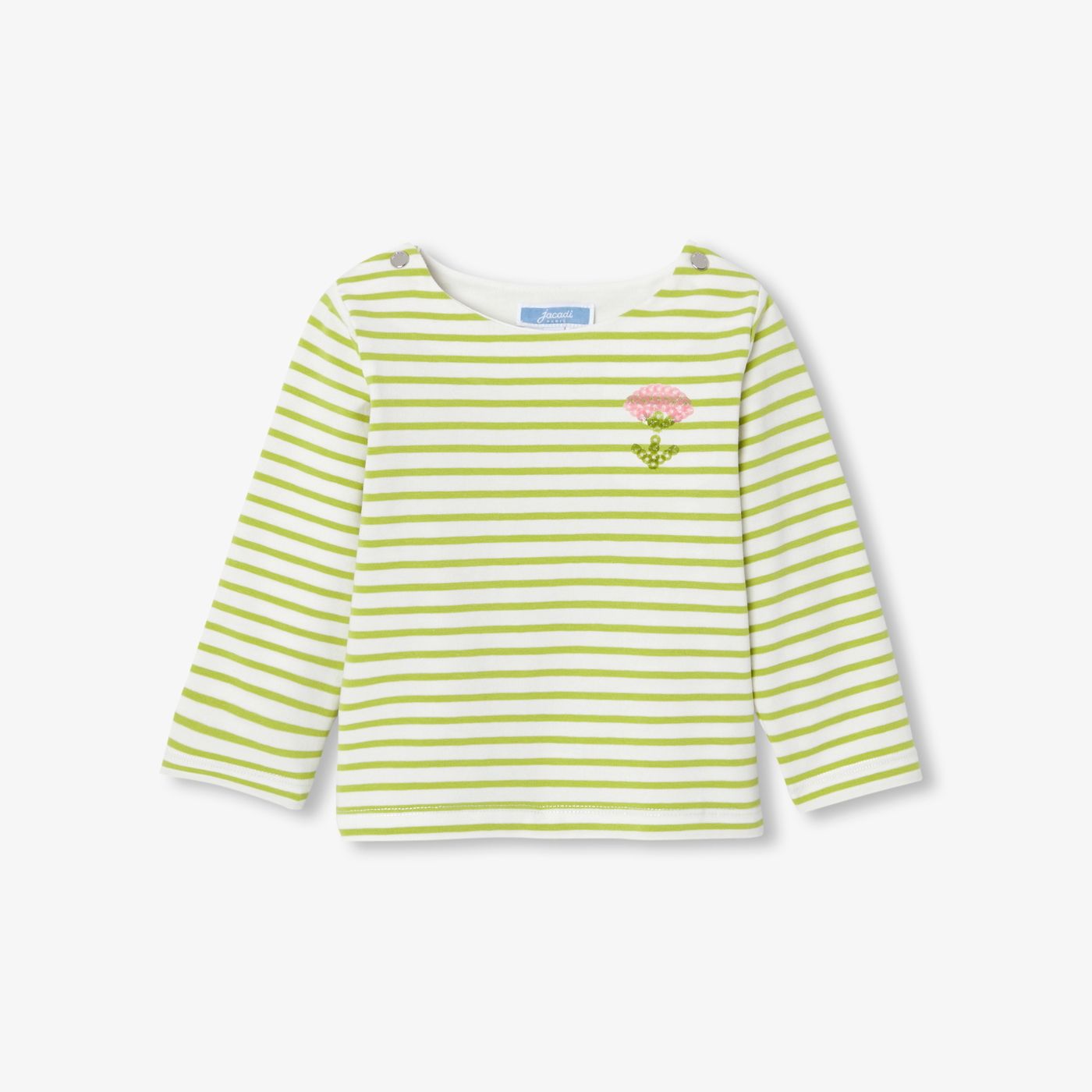 Baby girl cotton sailor-style T-shirt - White/Green
