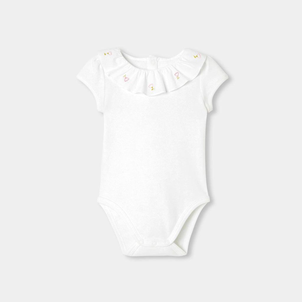 Short-sleeved Bodysuitsuit in Cotton Baby Girl - Jacadi White