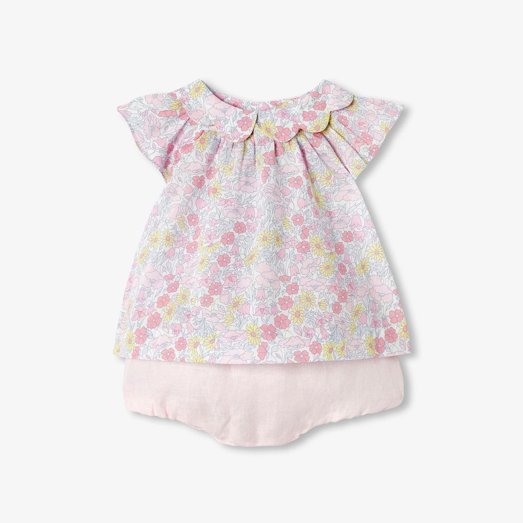 Outfit Set in Liberty Fabric E Linen Baby Girl - Multicolour