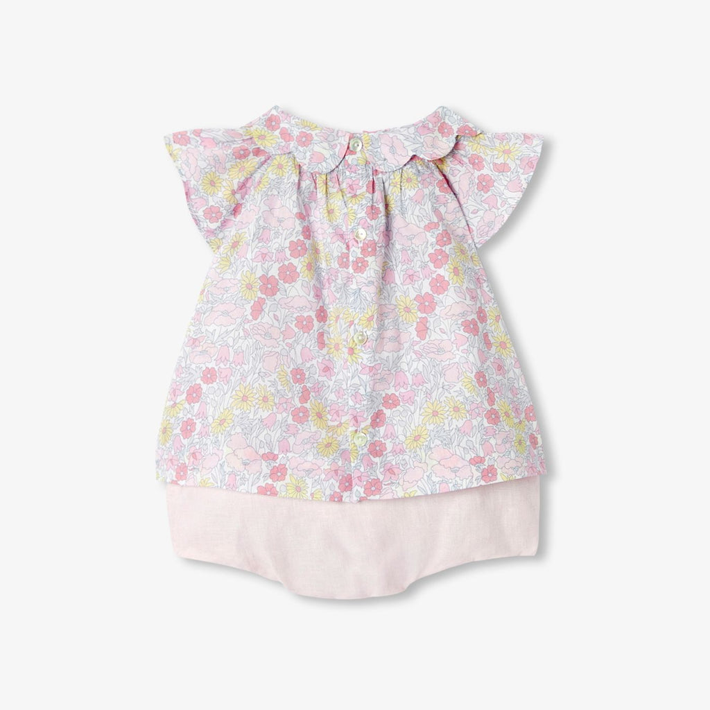 Outfit Set in Liberty Fabric E Linen Baby Girl - Multicolour