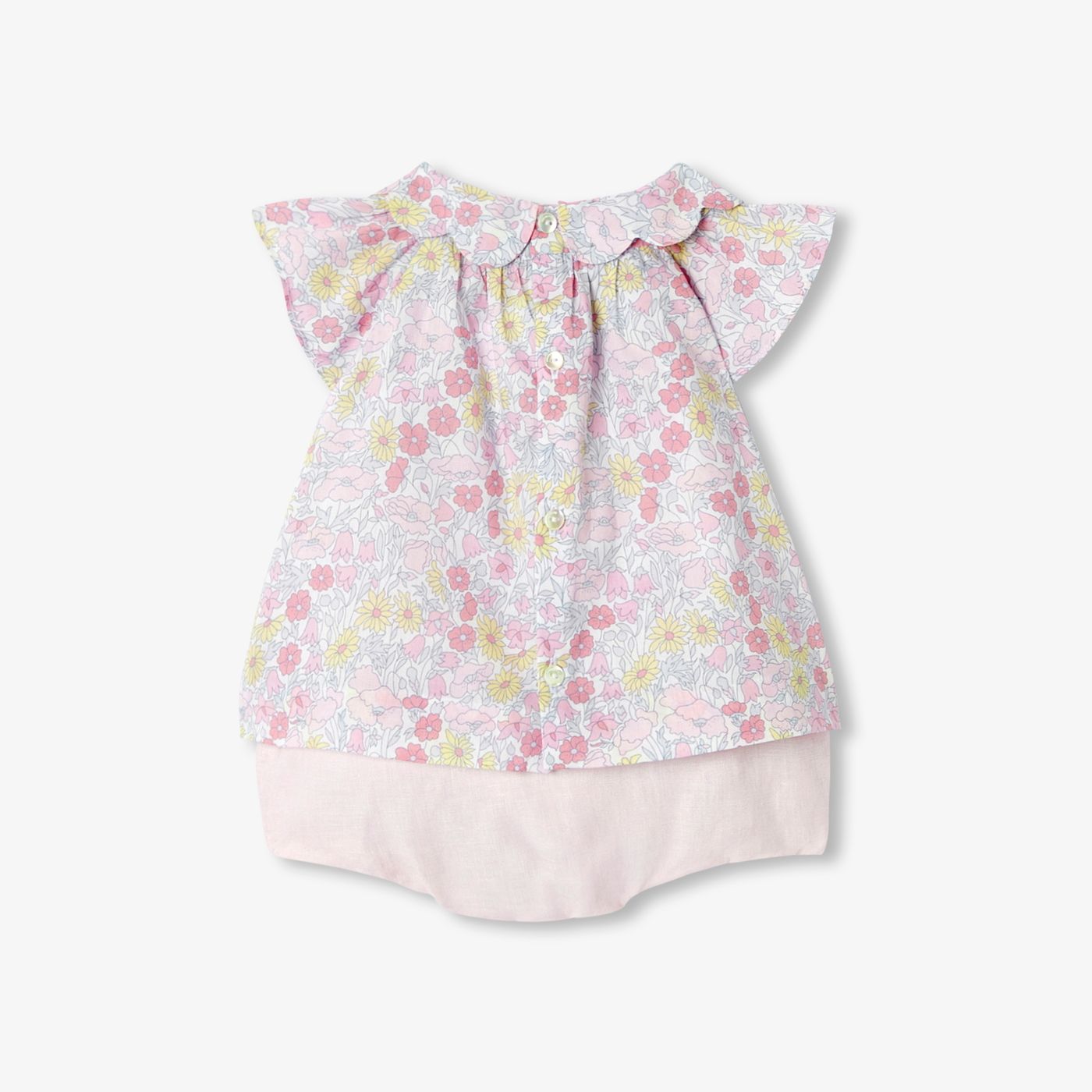 Outfit Set in Liberty Fabric E Linen Baby Girl - Multicolour