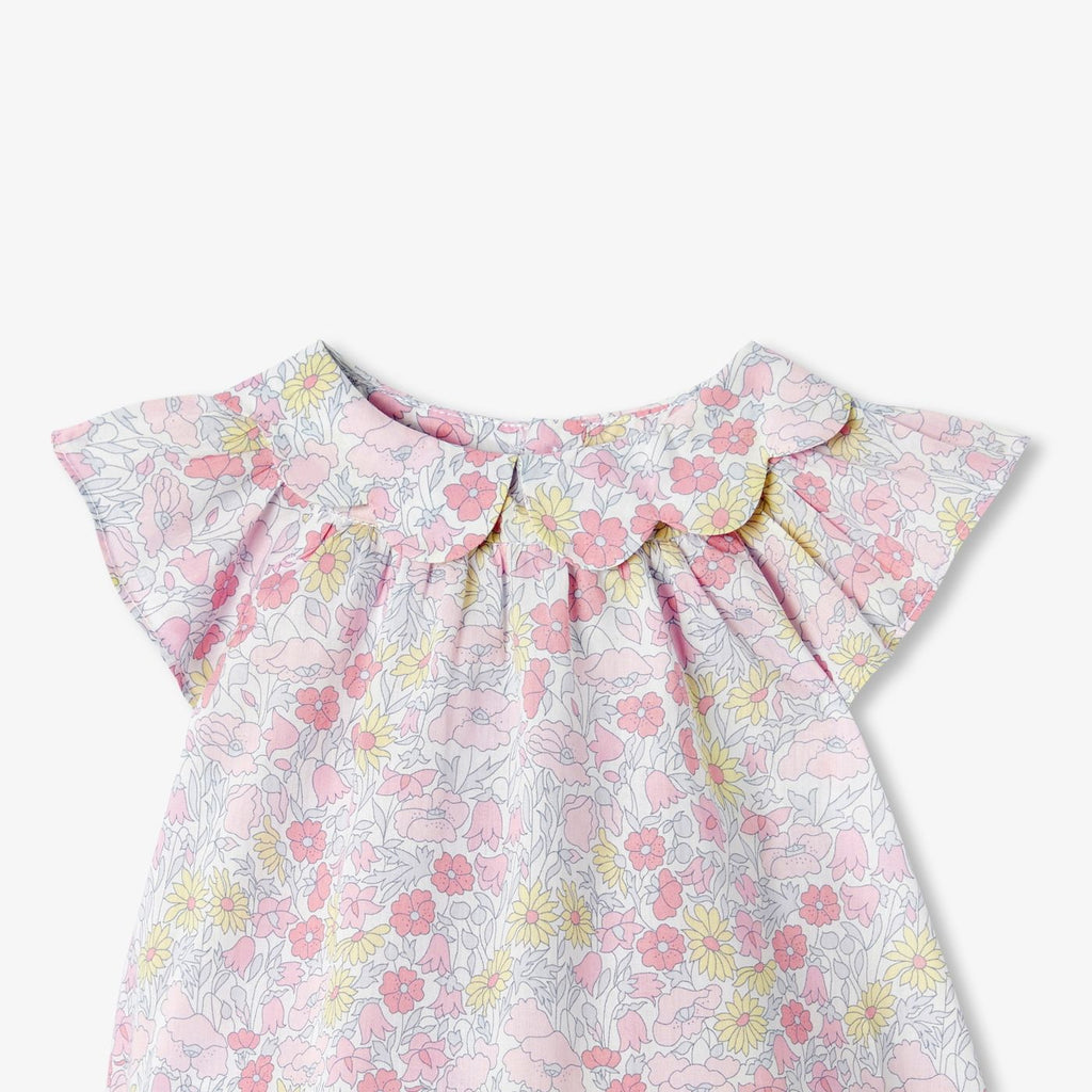 Outfit Set in Liberty Fabric E Linen Baby Girl - Multicolour