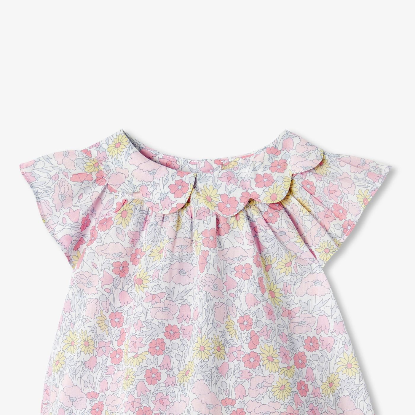 Outfit Set in Liberty Fabric E Linen Baby Girl - Multicolour