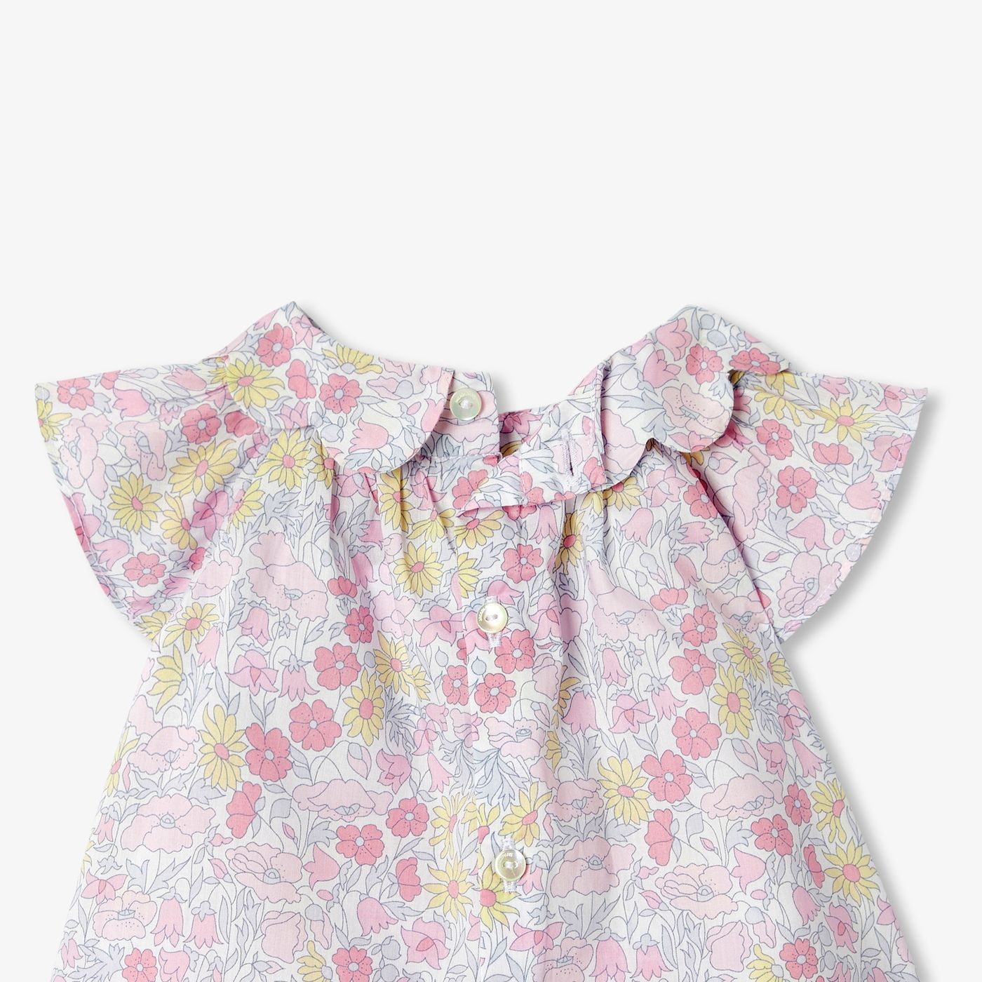 Outfit Set in Liberty Fabric E Linen Baby Girl - Multicolour